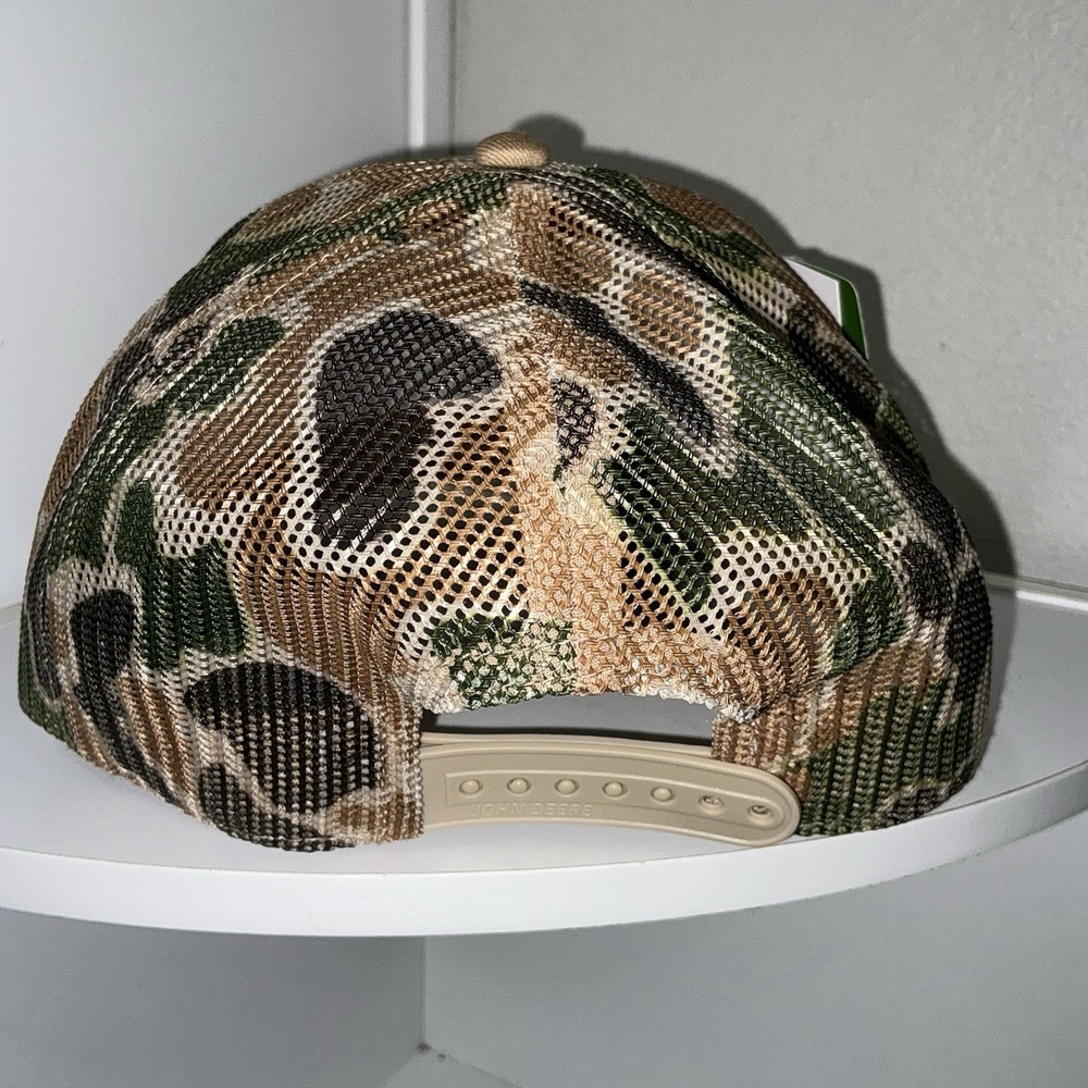 John Deere GENUINE Hat Trucker Style Snapback Khaki Camouflaged Mesh NWT - Picture 4 of 6